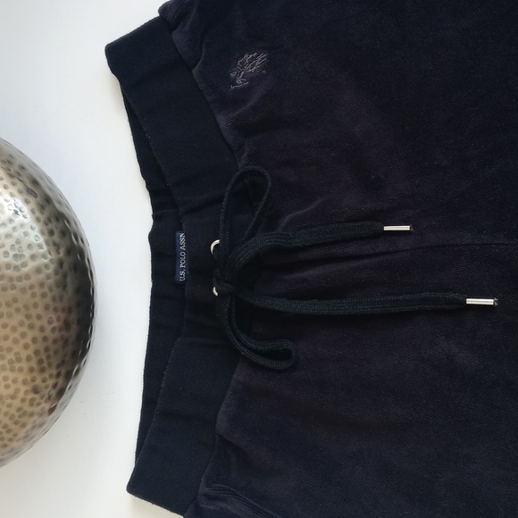 U.S. Polo Black Velour Sweatpants S - Picture 9 of 12